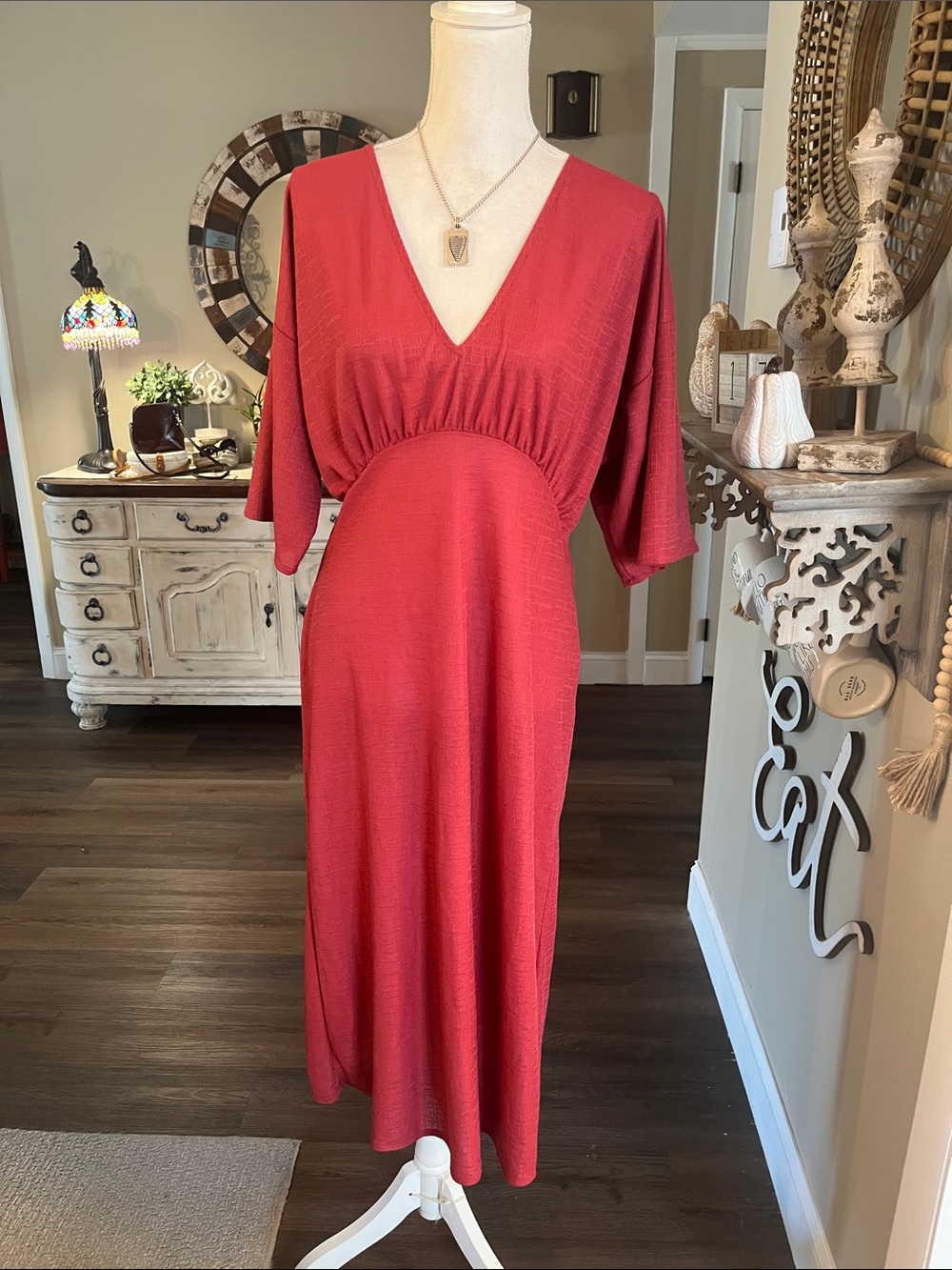 Zara V-Neck Midi Dress